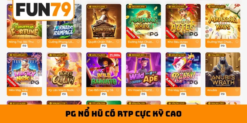 PG nổ hũ có RTP cực kỳ cao