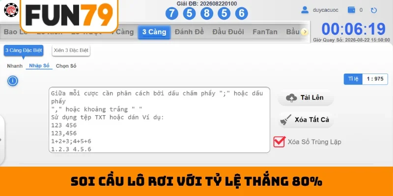 Soi cầu lô rơi với tỷ lệ thắng 80%