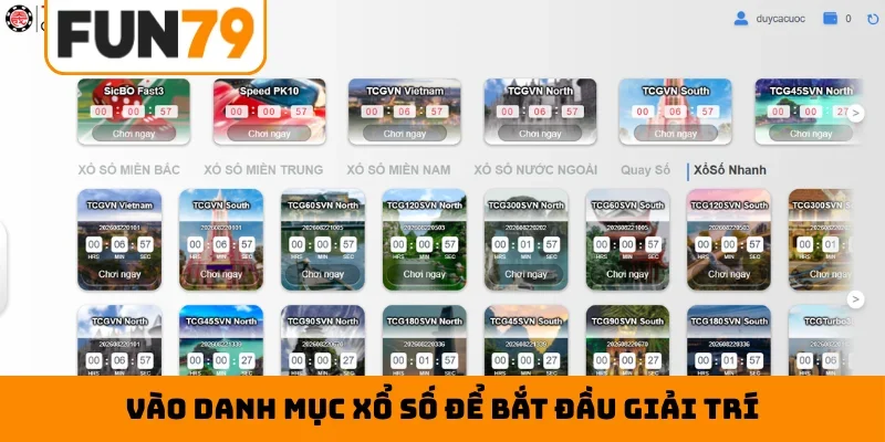 Vào danh mục xổ số để bắt đầu giải trí